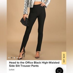 Lulus high waisted black slit pants